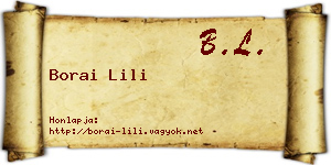 Borai Lili névjegykártya